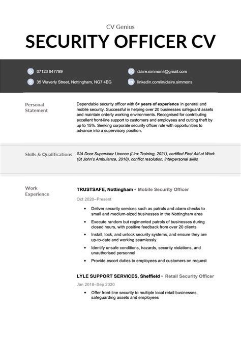 Security officer cv word format Use the standard resume format: the reverse chronological resume template